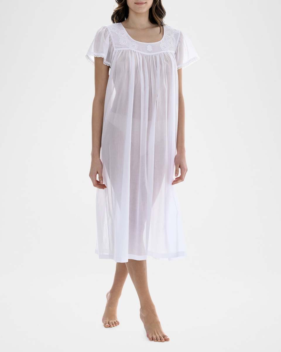 Amarilis-2 Lace Applique Cotton Nightgown